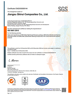 ISO 9001-Zertifikat für das Qualitätsmanagementsystem